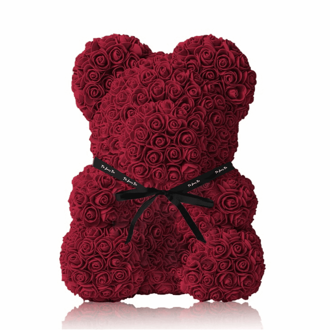 Ours de fleurs rouge avec coffret Ours de fleurs rouge