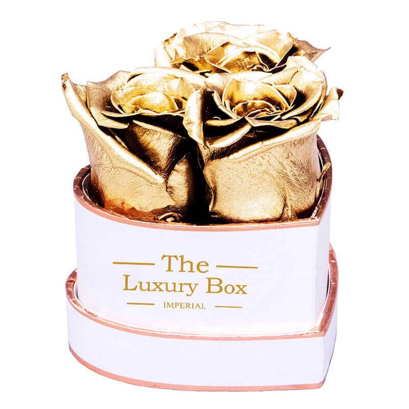 Mini Gold Heart 11 1 | The Luxury Box Boite de roses en or