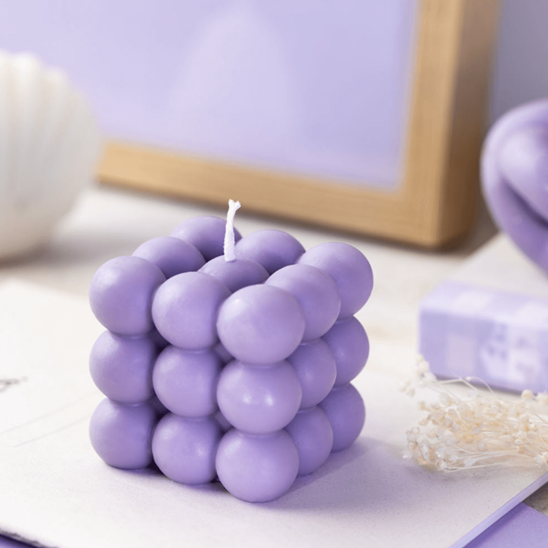 The Candle Cube Mauve (3) Bougie artisanale
