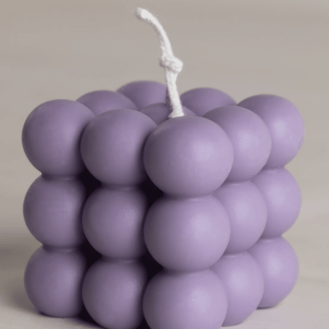 The Candle Cube Mauve (4) Bougie artisanale