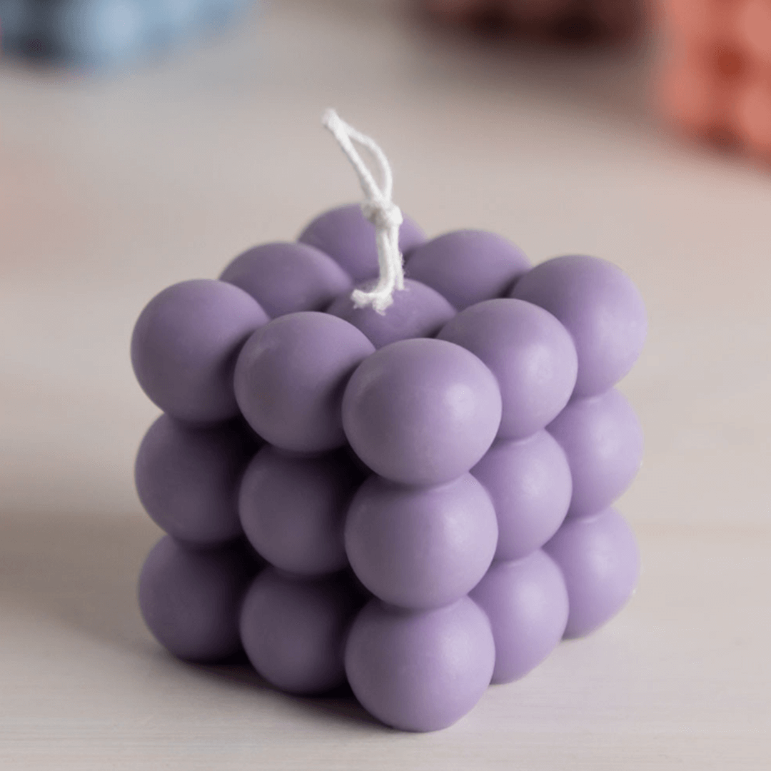 The Candle Cube Mauve (5) Bougie artisanale