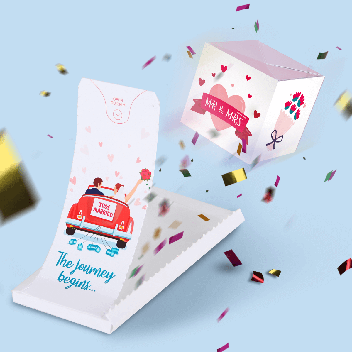 Carte Surprise Explosion de confettis Wedding Carte Surprise Explosion de confettis