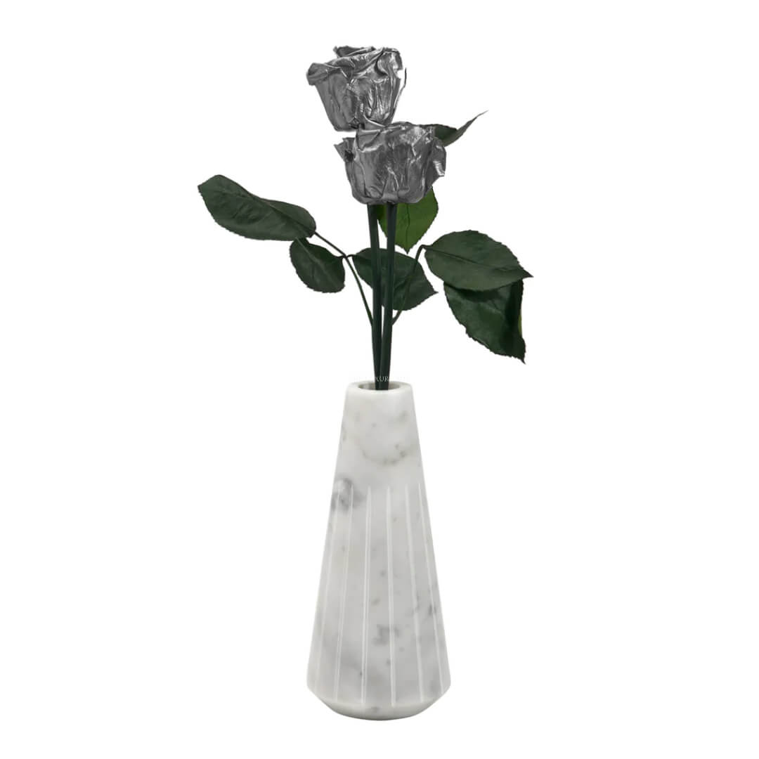 Bouquet de fleurs Deluxe (4) Vase de Roses en argent