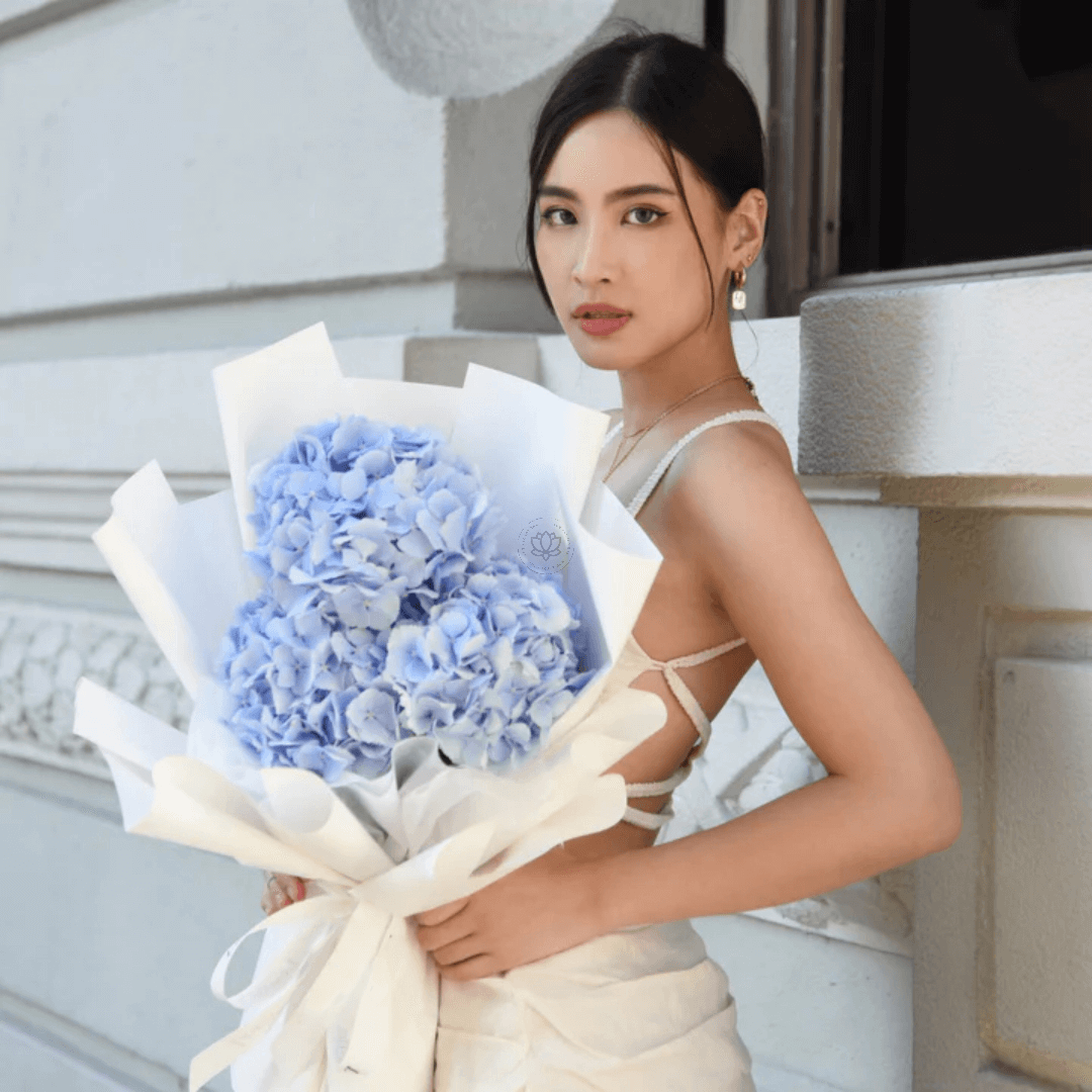 Fresh Flower Bouquet - Azure Blue Hydrangea (M) 2 Bouquet de Hortensias