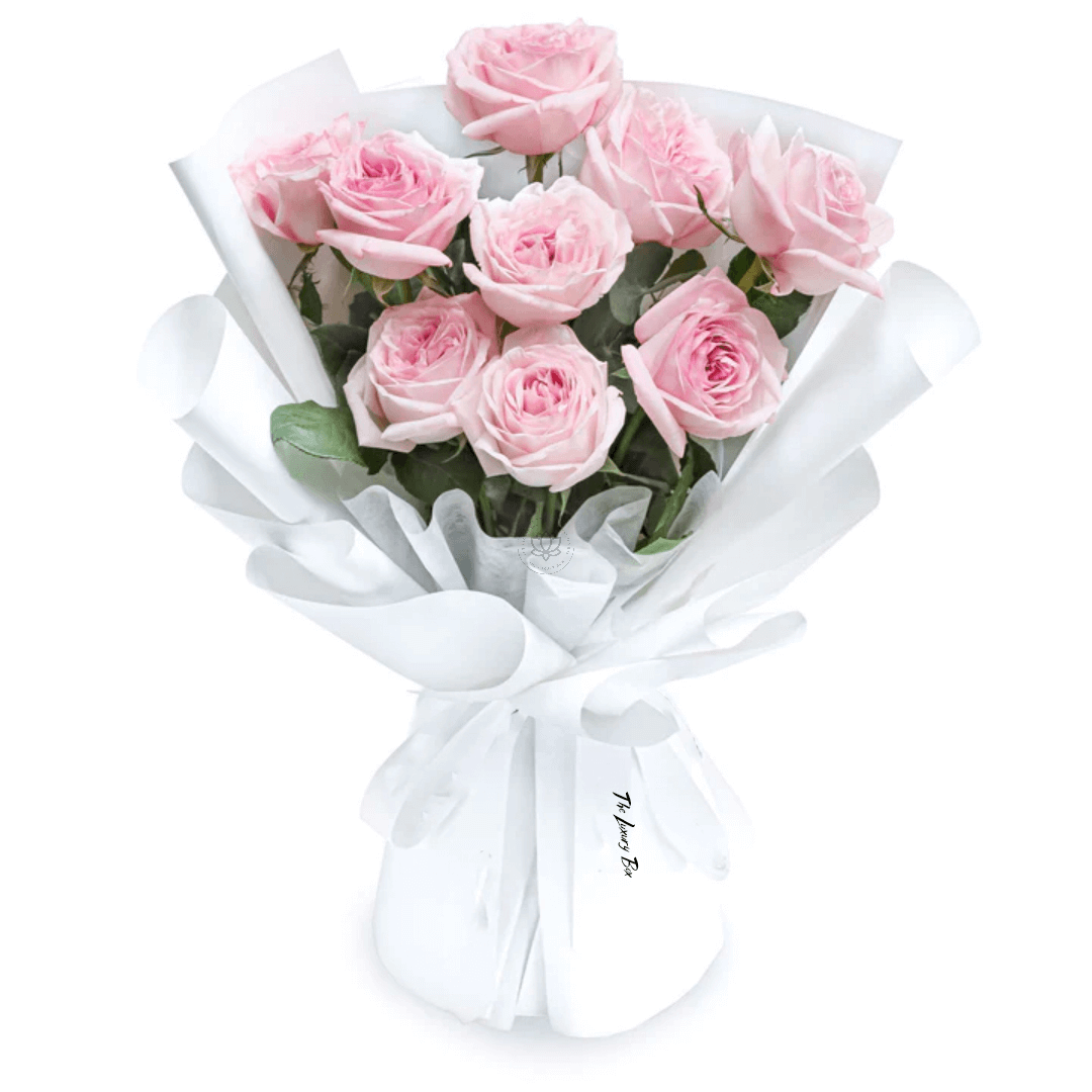 Fresh Flower Bouquet - Lychee Pink Roses - 9-11 Roses Fresh Flower Bouquet Lychee Pink Roses 9 11 Roses | The Luxury Box