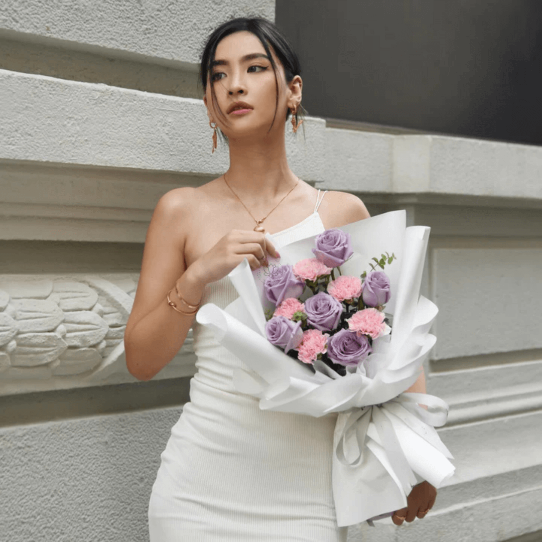 Fresh Flower Bouquet - Pale Pink Carnations and Lavender Roses 3 Fresh Flower Bouquet Pale Pink Carnations and Lavender Roses 3 | The Luxury Box