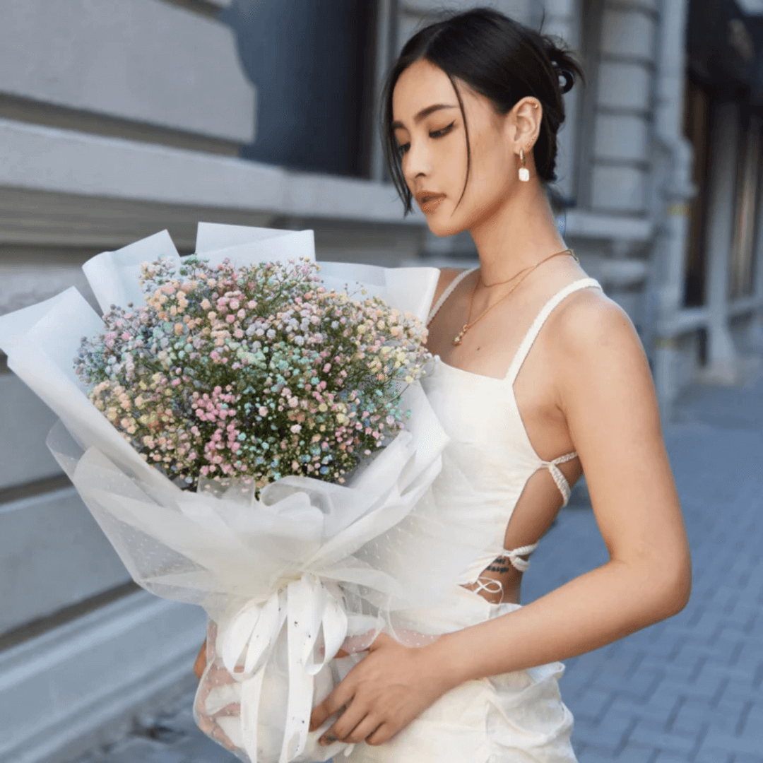 Fresh Flower Bouquet - Rainbow Baby's Breath (L) 2 Bouquet de Gypsophiles