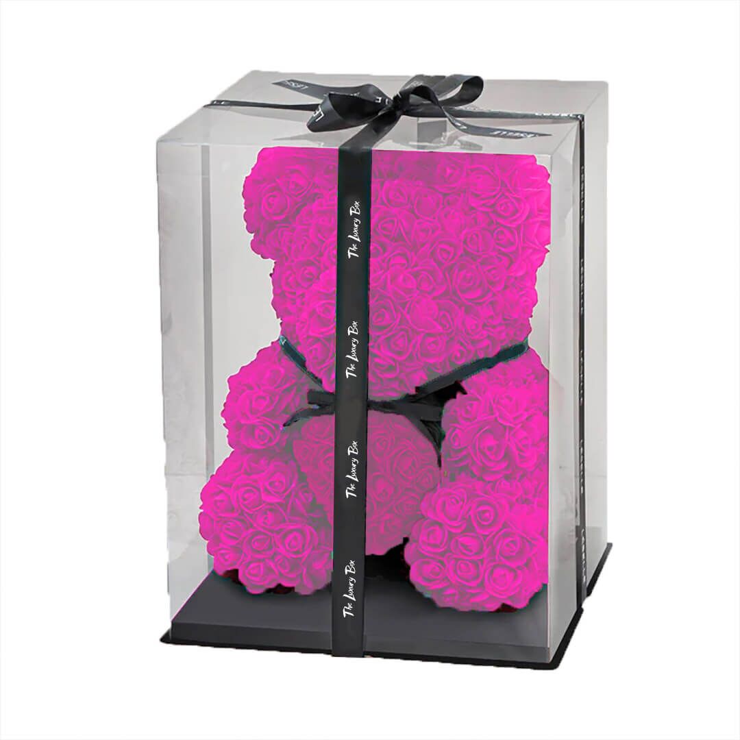 Ours de fleurs rose avec coffret Ours de fleurs rose avec coffret