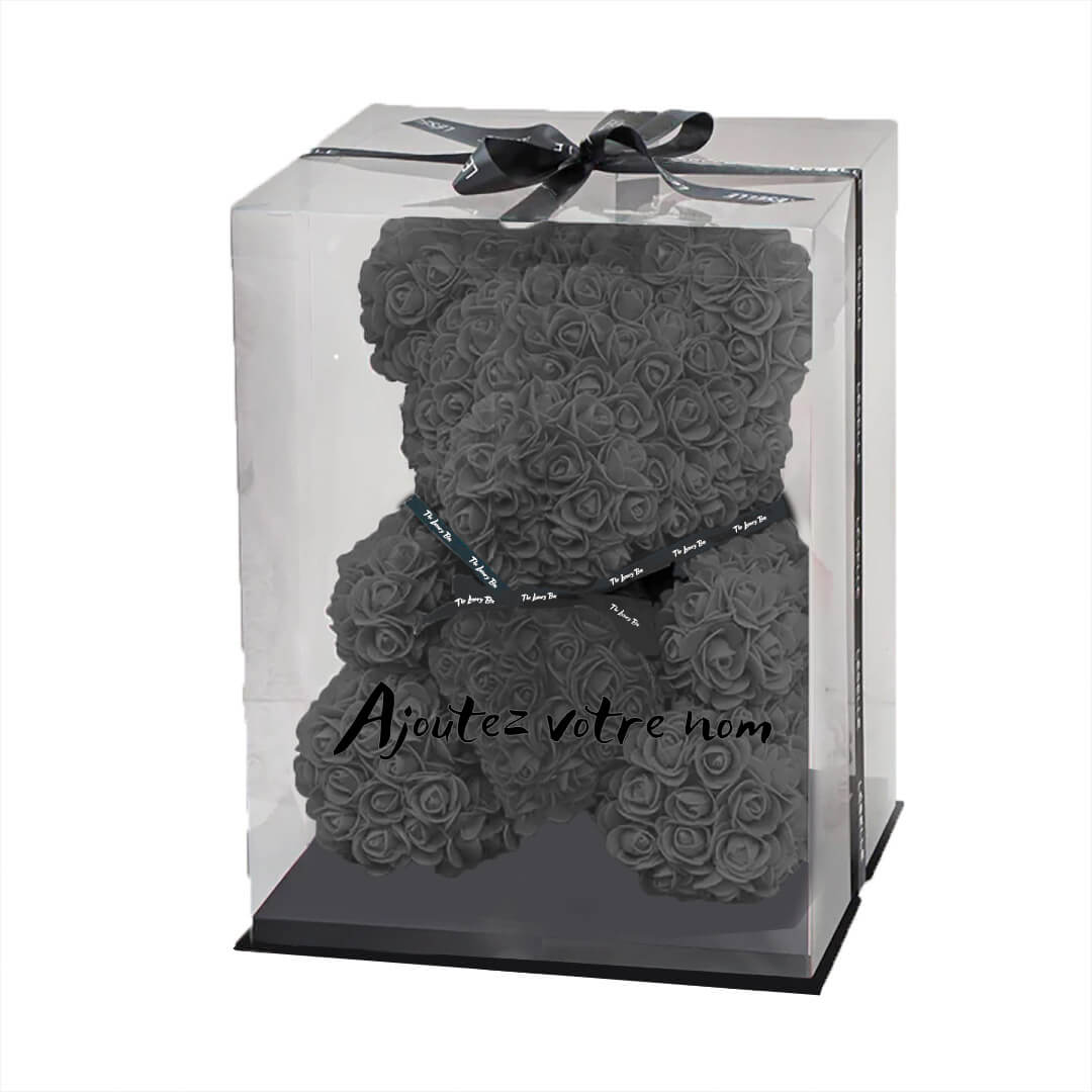 Ours de roses gris avec coffret Ours de roses gris avec coffret