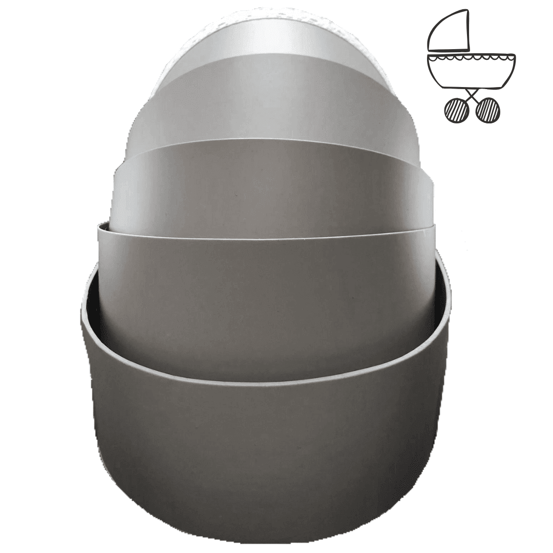 Boite de roses éternelles en forme de berceau gris Boite de roses éternelles en forme de berceau gris