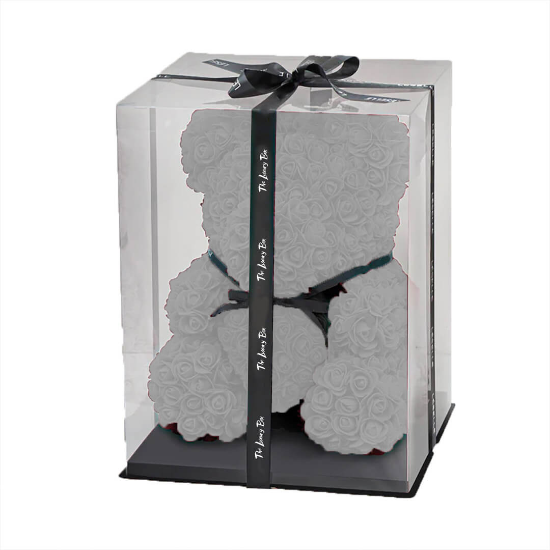 Ours de Roses Blanc avec coffret Ours de Roses Blanc avec coffret