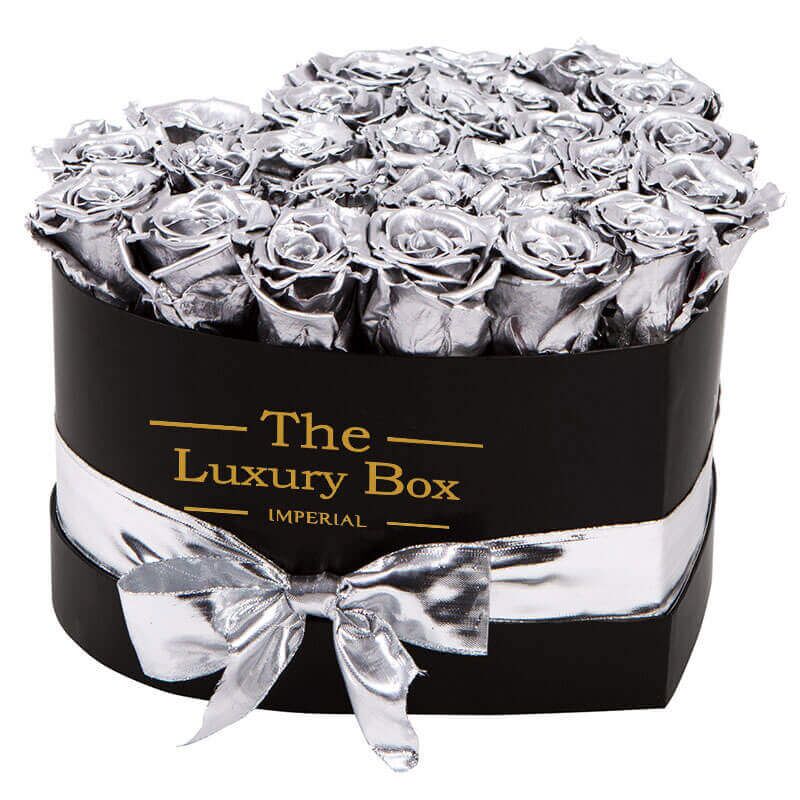 The Silver Heart 1 | The Luxury Box Boite de roses éternelles en argent