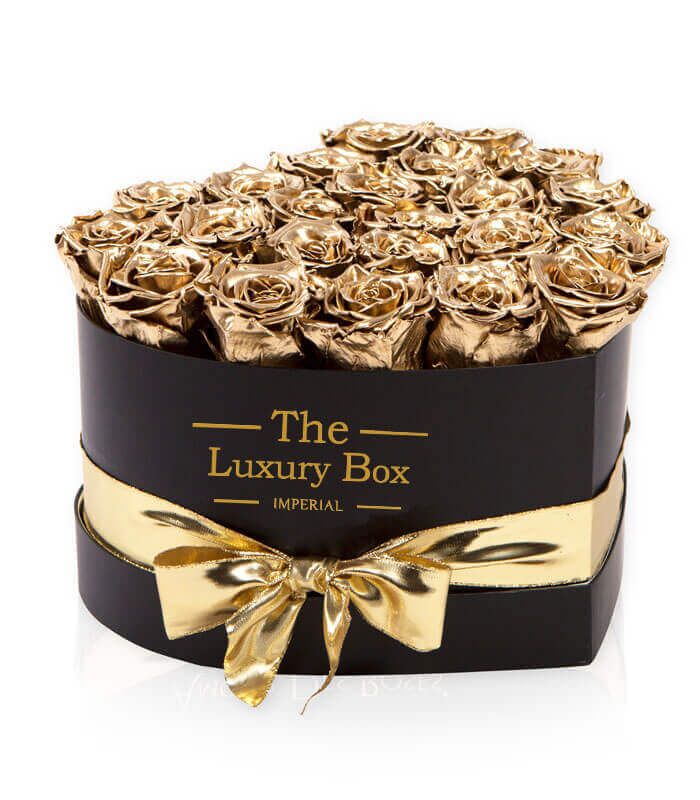 The Gold Heart 1 | The Luxury Box Boite de roses éternelles en or
