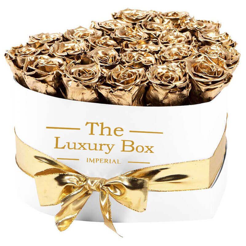 White Gold Heart 9 1 | The Luxury Box Boite de roses en or