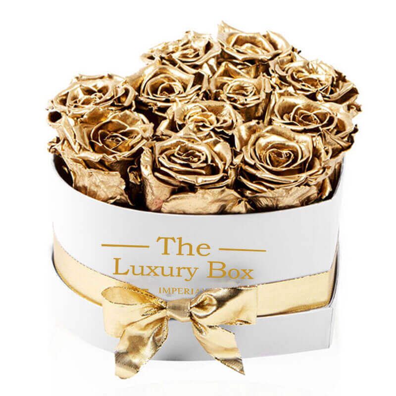 Little Gold Heart 10 1 | The Luxury Box Boite de roses en or