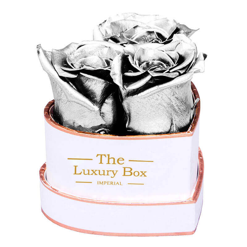Mini Silver Heart 1 | The Luxury Box Boite de roses éternelles en argent