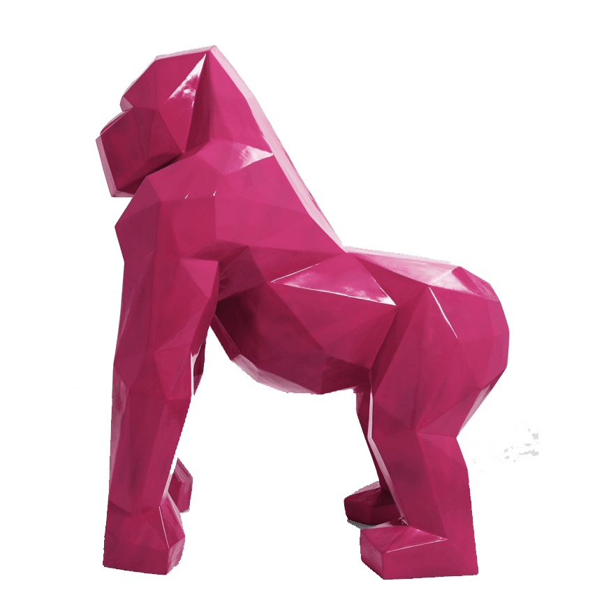 The Luxury Box kamina 120cm statue gorille origami geant taille xl colori fushia 2 | The Luxury Box