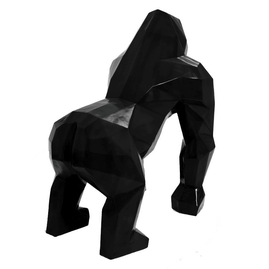 The Luxury Box kamina 120cm statue gorille origami geant taille xl colori noir | The Luxury Box