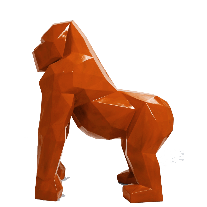 The Luxury Box kamina 120cm statue gorille origami geant taille xl colori orange | The Luxury Box