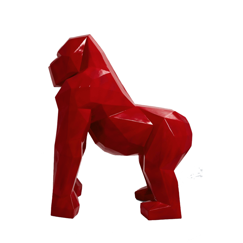 The Luxury Box kamina 120cm statue gorille origami geant taille xl colori rouge | The Luxury Box