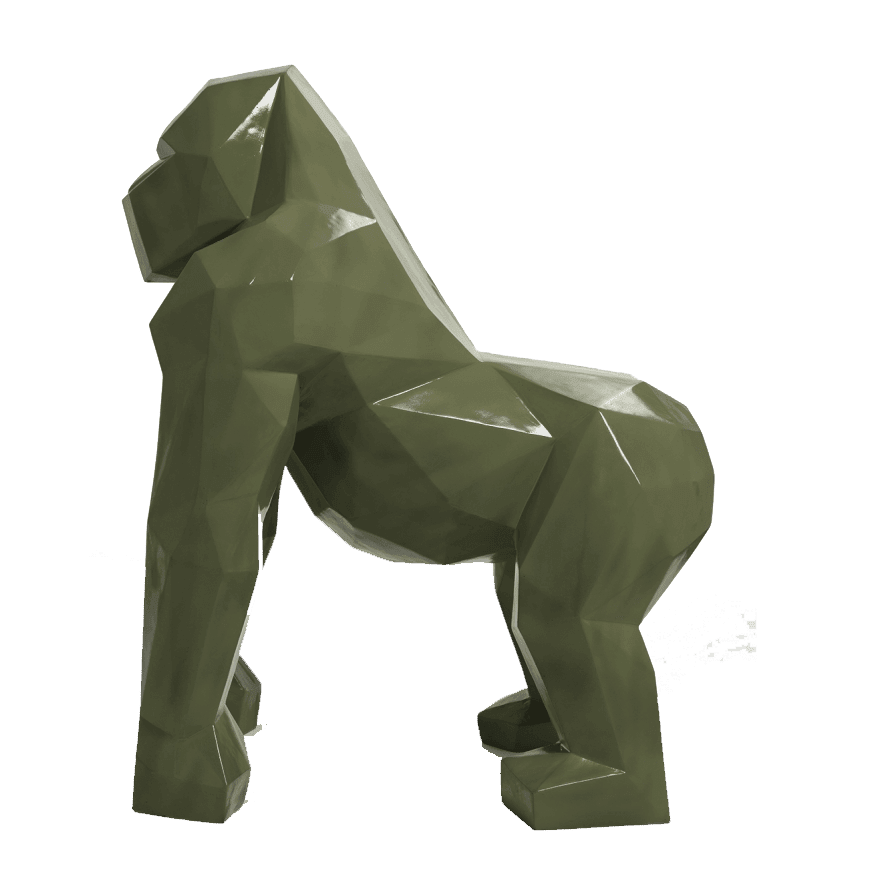 The Luxury Box kamina 120cm statue gorille origami geant taille xl colori vert kaki 1 min | The Luxury Box