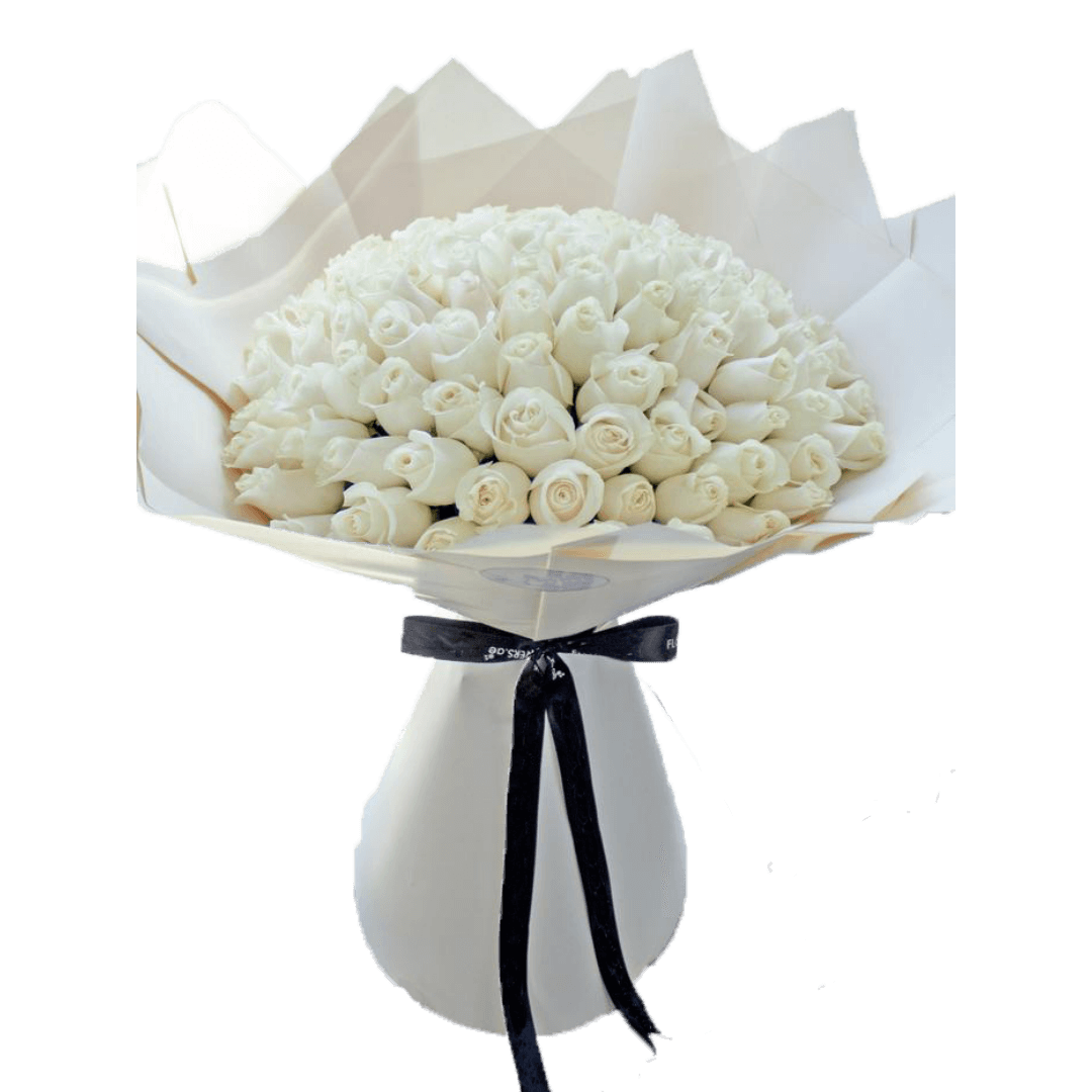 Bouquet de 100 roses blanche (2) Bouquet de 100 roses blanche 2 | The Luxury Box