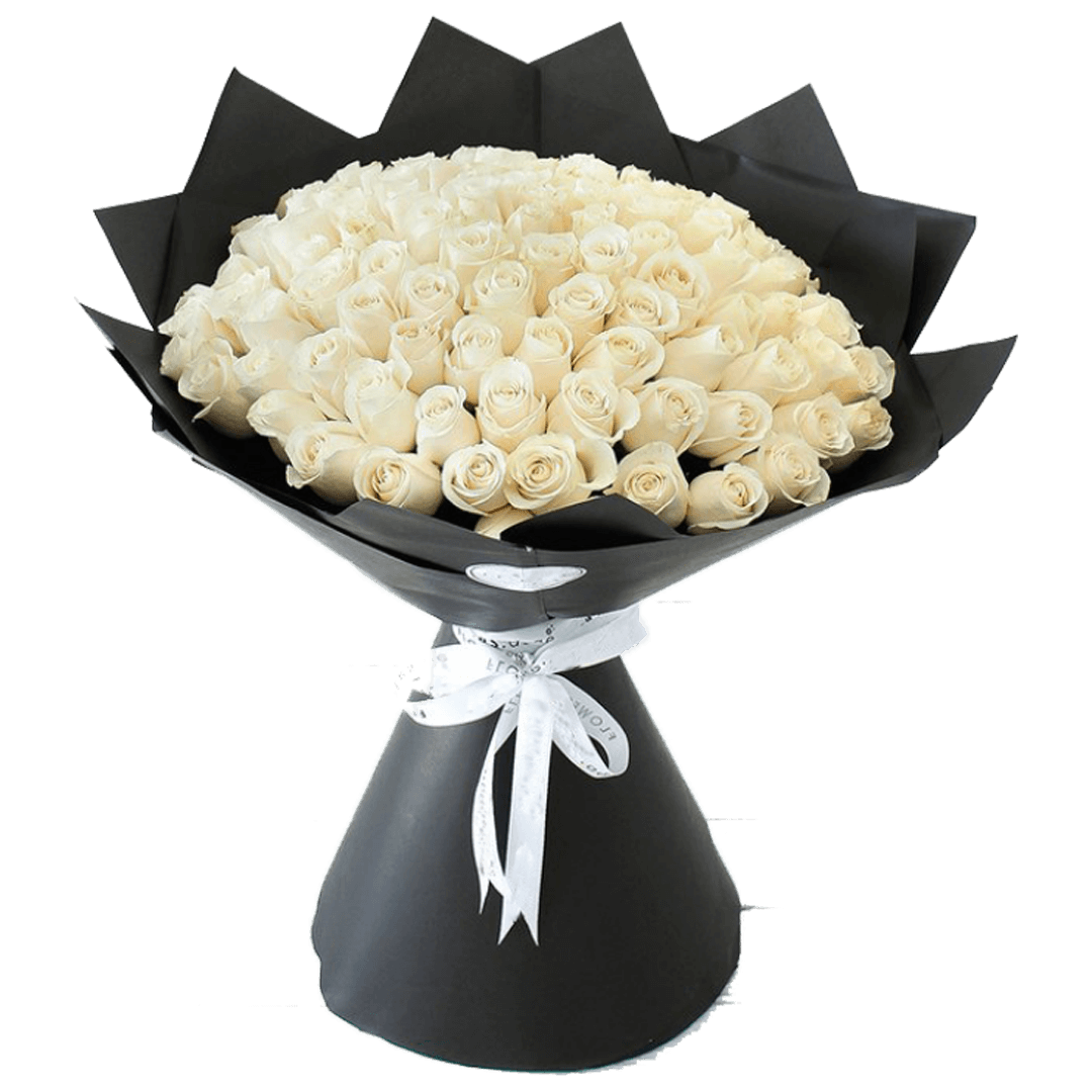 Bouquet-de-100-roses-blanche-(4) Bouquet de 100 roses blanche 4 | The Luxury Box