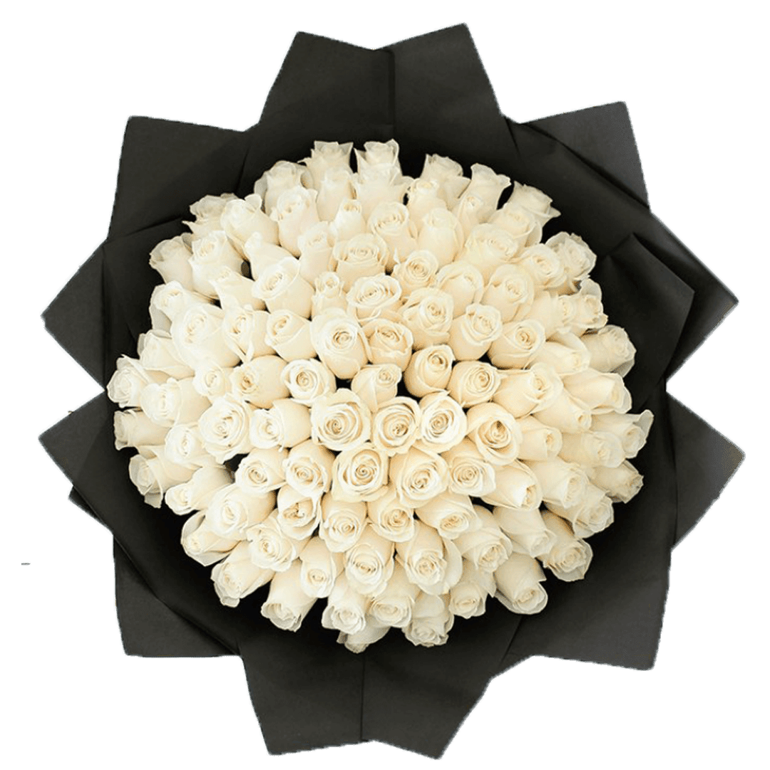 Bouquet-de-100-roses-blanche-(5) Bouquet de 100 roses blanche 5 | The Luxury Box