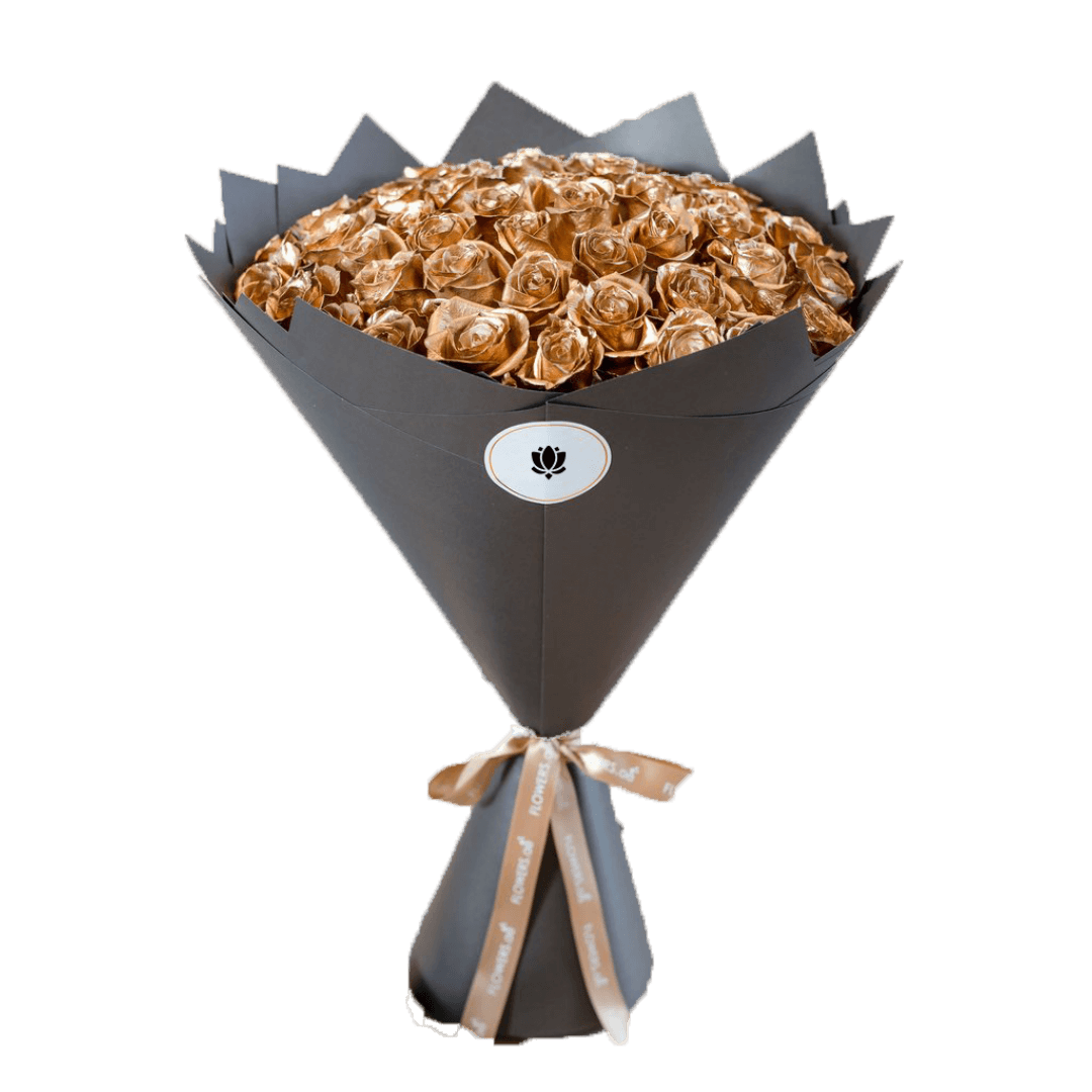 Bouquet de 50 roses en or (1) Bouquet de 50 roses en or 1 | The Luxury Box