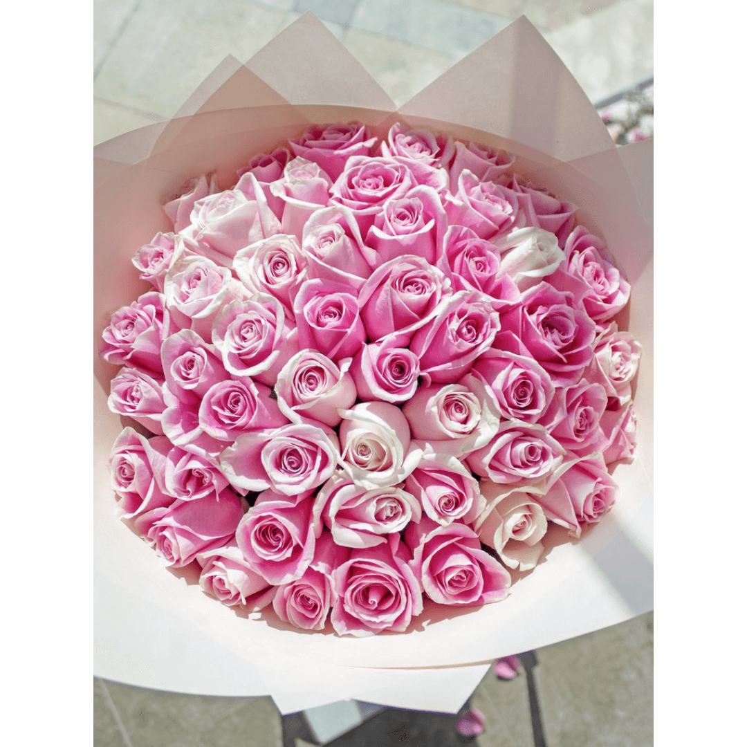 Bouquet de 50 roses rose (2) Bouquet de 50 roses rose 2 | The Luxury Box