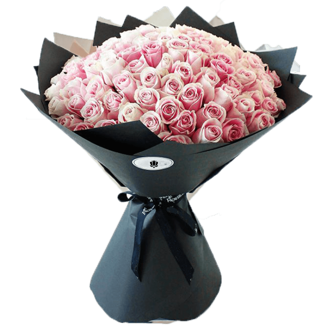 Bouquet de 100 fleurs rose (6) Bouquet de 100 fleurs rose 6 | The Luxury Box