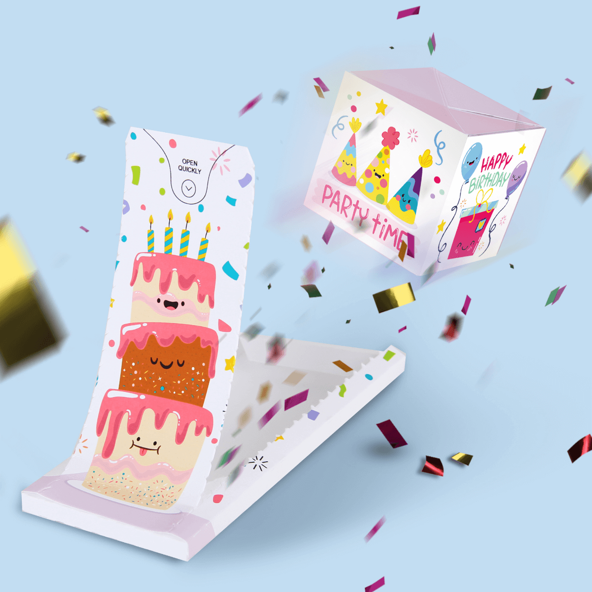 Carte Surprise Explosion de confettis Birthday cake Birthday cake | The Luxury Box