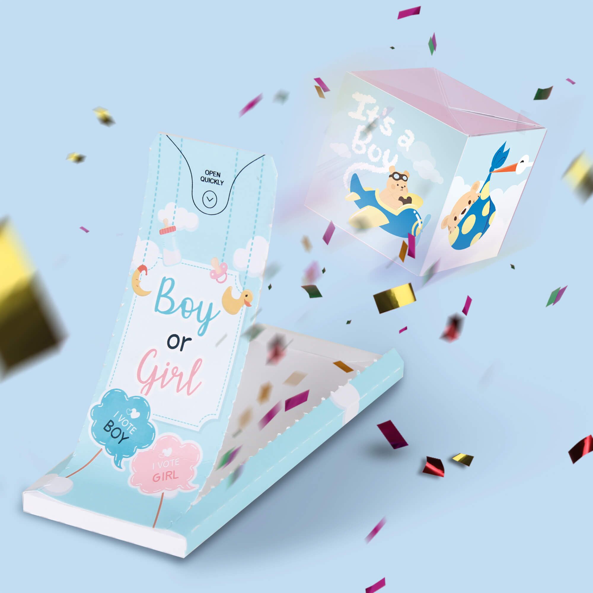 Carte Surprise Explosion de confettis Its a Boy Its a Boy | The Luxury Box