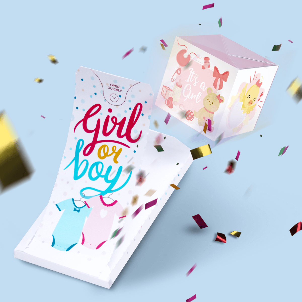 Its a Girl2 Carte Surprise Explosion de confettis