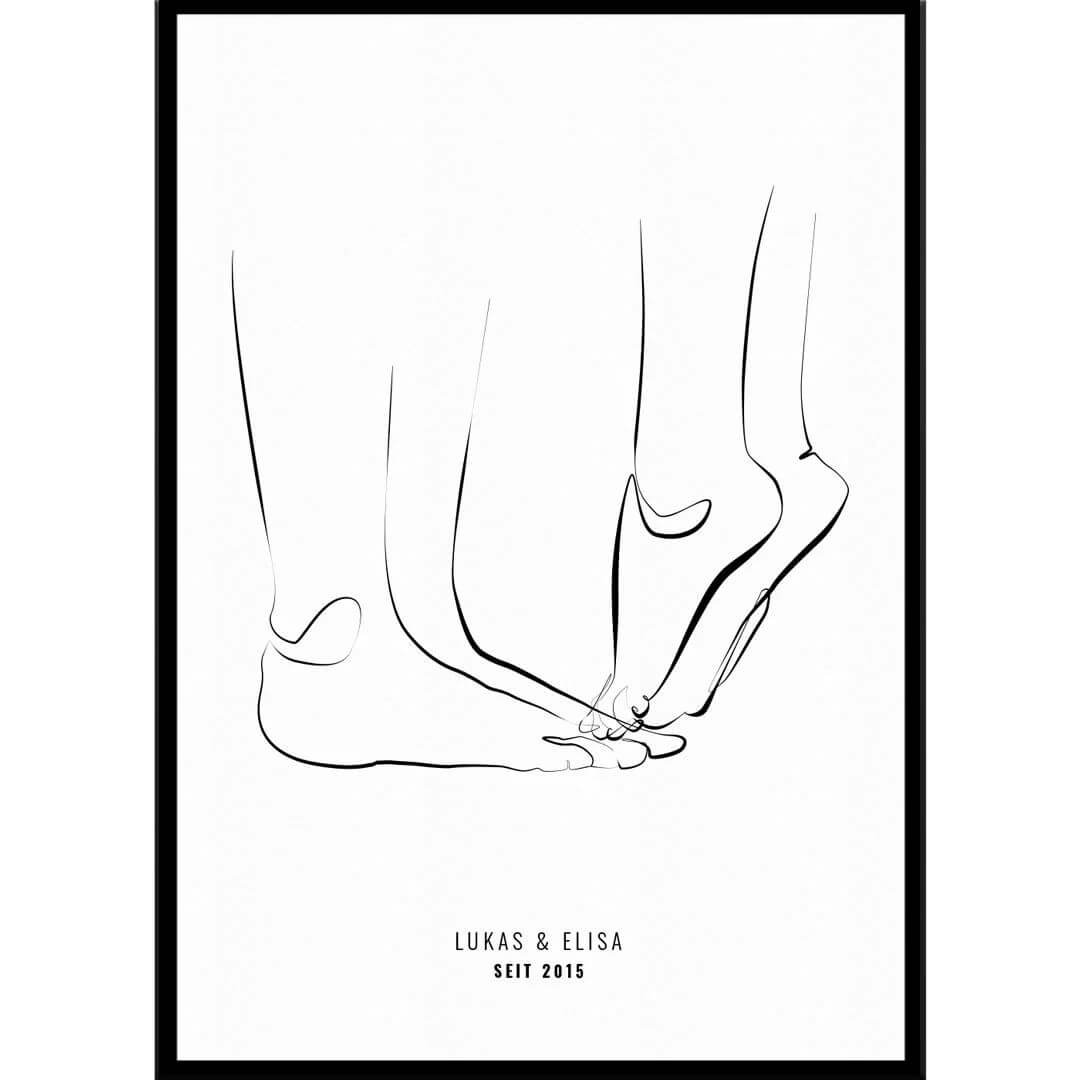 Cadre personnalisable tiptoe couple poster | The Luxury Box