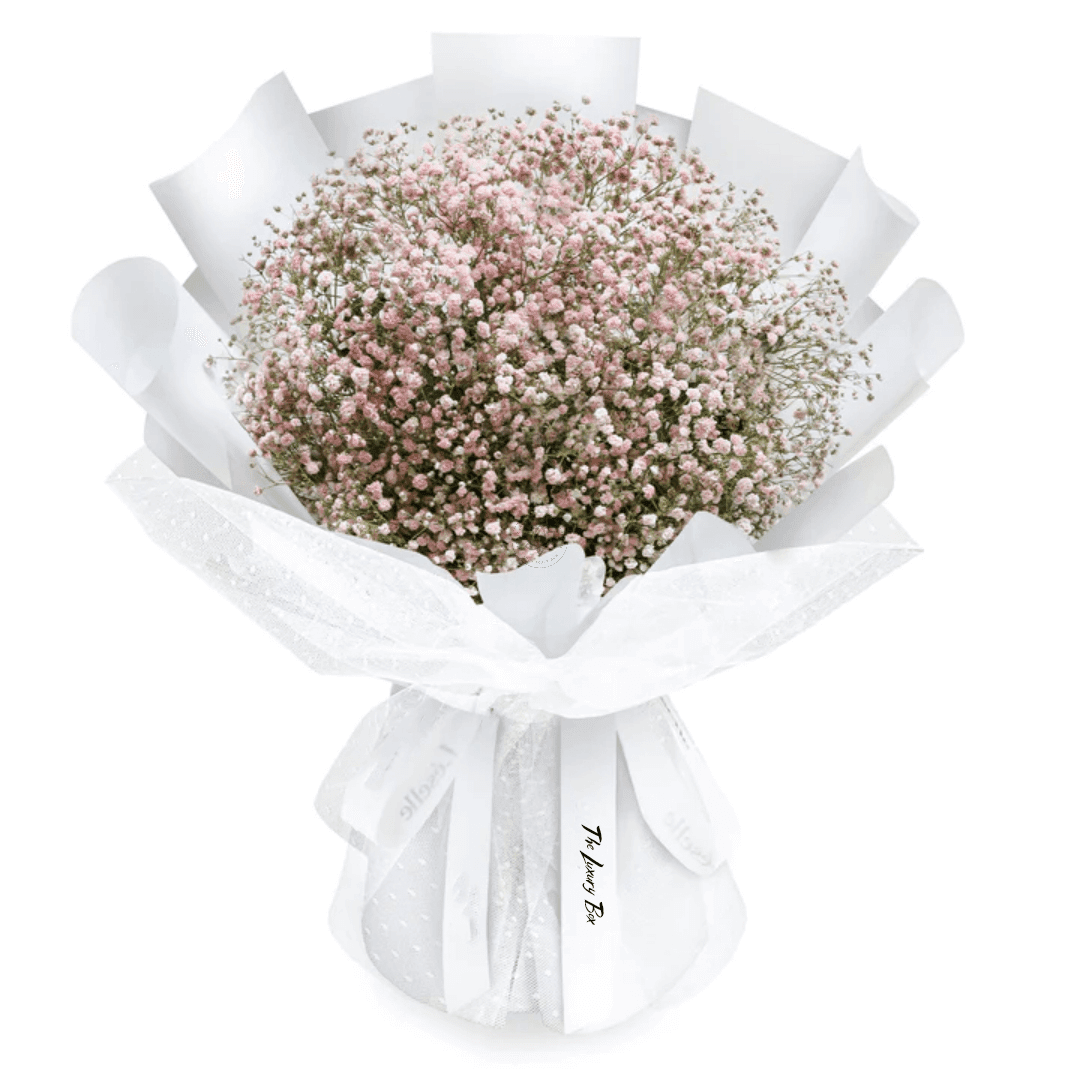Fresh Flower Bouquet - Pink Baby's Breath (L) Fresh Flower Bouquet Pink Babys Breath L | The Luxury Box