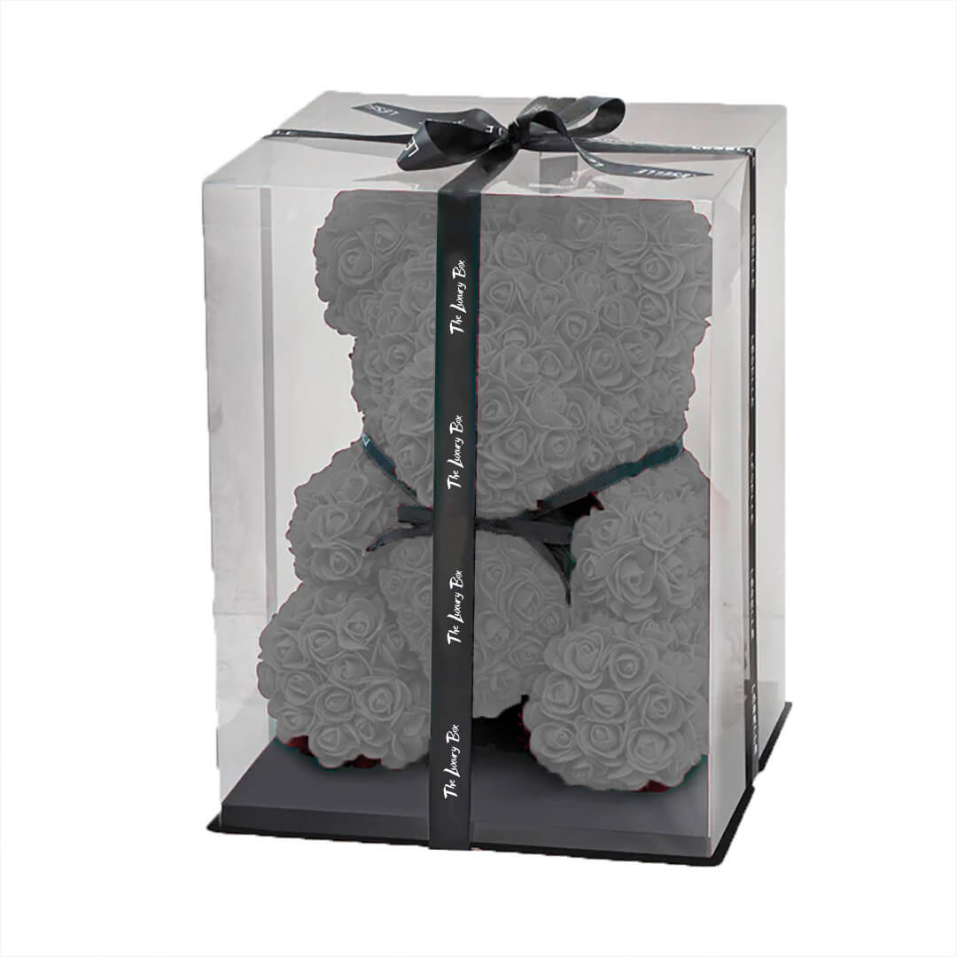 Ours de fleurs gris avec coffret Ours de fleurs gris avec coffret