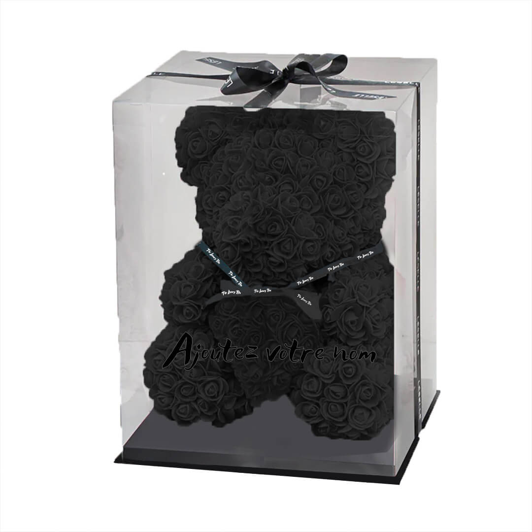 Ours de roses noir avec coffret Ours de roses noir avec coffret