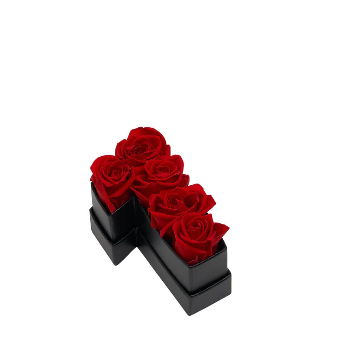 Petit chiffr rouge (4) Coffret de fleurs éternelles chiffre