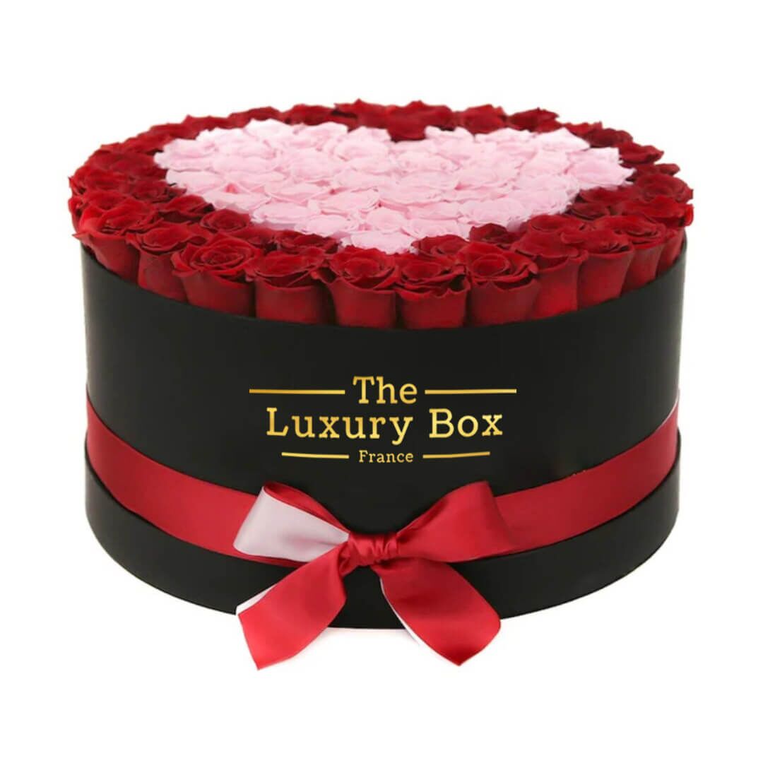 Cercle de roses éternelles - The Luxury Box (1) Commander/Acheter un coffret de roses éternelles rouge et blanche