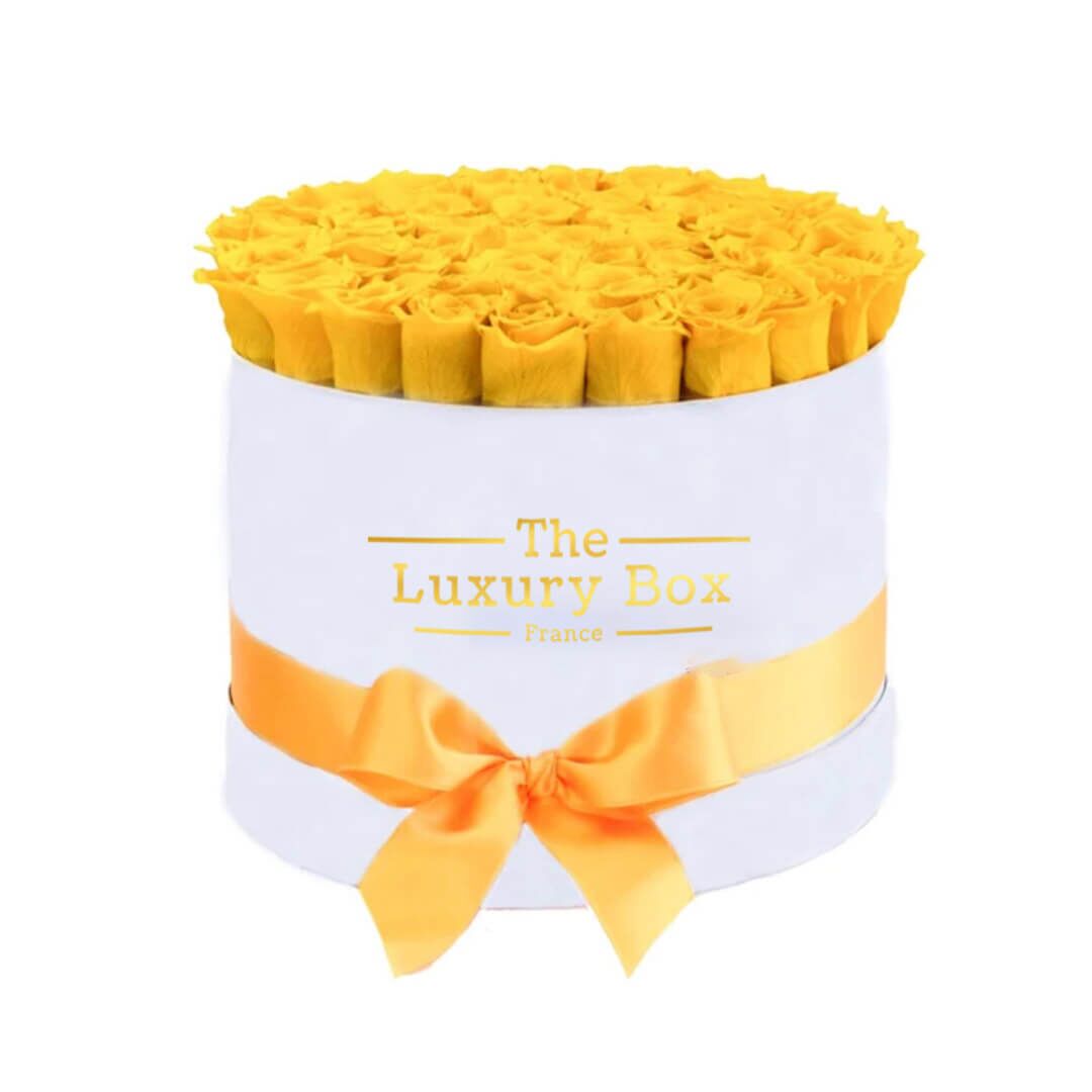 Cercle de roses éternelles - The Luxury Box (28) Commander/Acheter un coffret de roses éternelles jaune