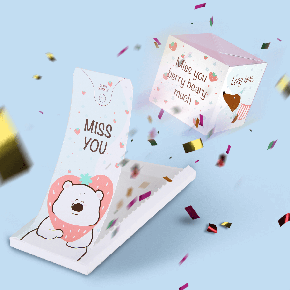 Miss you Carte Surprise Explosion de confettis