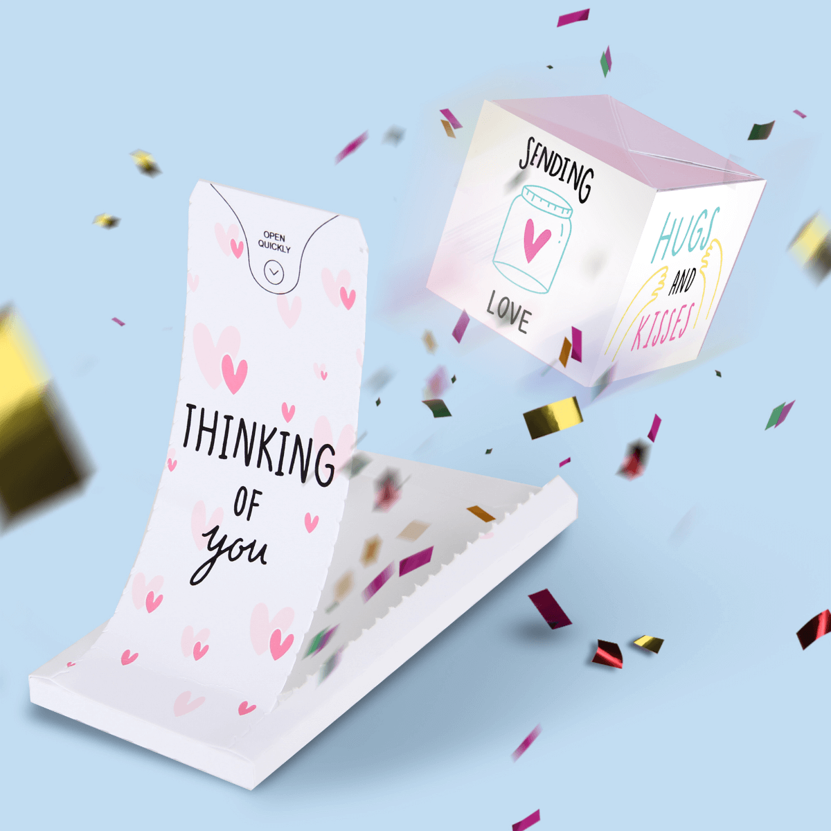 Carte Surprise Explosion de confettis Thinking of you | The Luxury Box