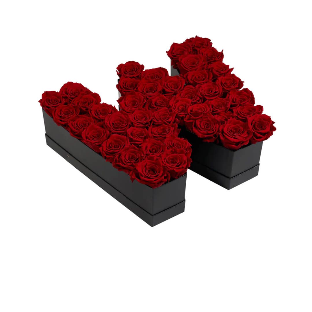 W_red Coffret de fleurs éternelles lettre