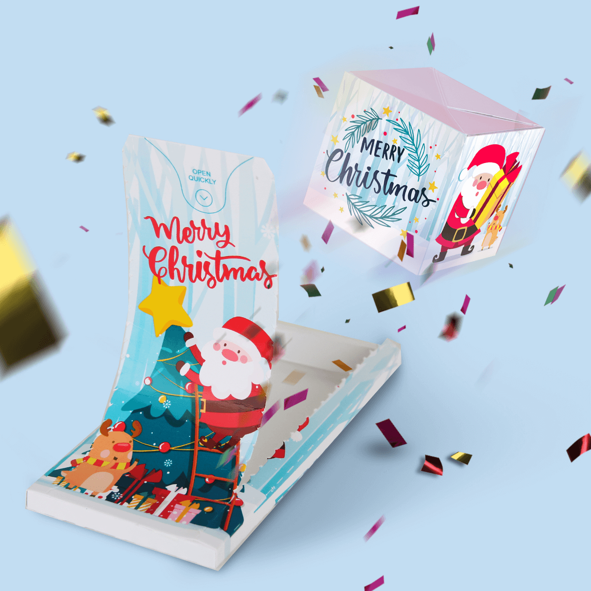 Carte Surprise Explosion de confettis Christmas Carte Surprise Explosion de confettis